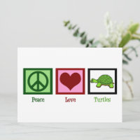 Peace Love Turtles mignonne Turtle Card