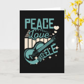 Carte Peace Love Ukulele (Fleur jaune)