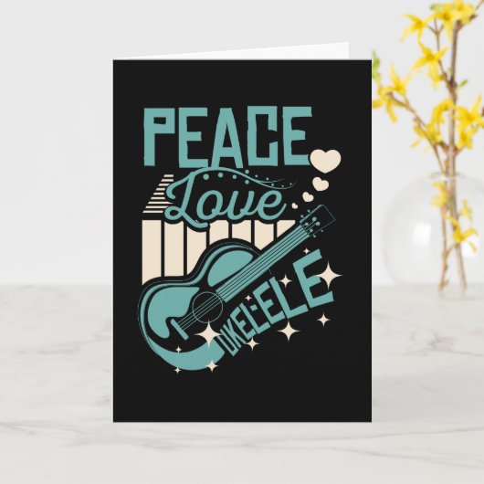 Carte Peace Love Ukulele (Fleur jaune)