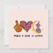 Carte Peace Love Witch - Halloween Design (Devant)