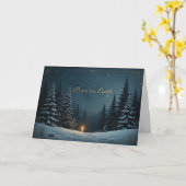 Carte Peace on Earth Pine Forest Tranquil Winter Night  (Fleur jaune)