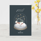 Carte Peace Polar Bears Snow Globe Photo Noël (Fleur jaune)