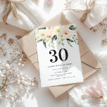 Carte Peach marine aquarelle florale 30e anniversaire fê<br><div class="desc">Peach watercolor floral trentième anniversaire invitations fêtes. Belle élégante et moderne thème de fête.</div>