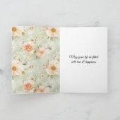 Carte Peach Mint Pretty Roses Floral Bridal Shower (Intérieur)