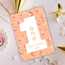 Peach ONE Happy Birthday Card