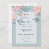 Carte Peach PEONIES Sage Mariage Inviter Réception (Devant)