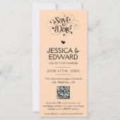 Carte Peach Puff Enregistrer La Date Photo Booth Qr Code (Dos)