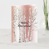 Carte Peach Rose Birch Trees Gold Glitter Christmas (Devant)