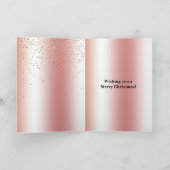 Carte Peach Rose Birch Trees Gold Glitter Christmas (Intérieur)
