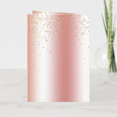 Carte Peach Rose Birch Trees Gold Glitter Christmas (Dos)