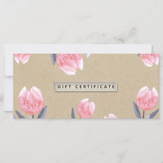 Carte Peach Spring Watercolor Tulips Certificat cadeau (Devant)