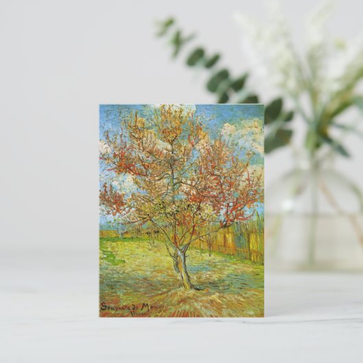 Carte Peach Tree rose en fleurs par Vincent van Gogh (Debout devant)