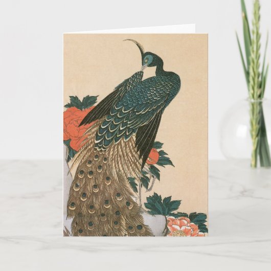 Carte Peacock and Peonies de Hiroshige, Art japonais (Devant)