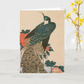 Carte Peacock and Peonies de Hiroshige, Art japonais (Fleur jaune)