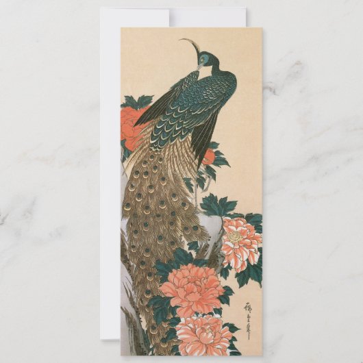 Carte Peacock and Peonies de Hiroshige, Art japonais (Devant)
