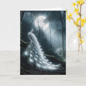 Carte Peacock Blanc Anniversaire Au Lune (Fleur jaune)