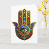 Carte Peacock Color Flower Petals Hamsa Green Third Eye (Fleur jaune)