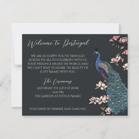 Carte Peacock Destination Wedding Welcome & Program (Devant)