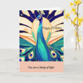 Carte peacock happy birthday (Fleur jaune)
