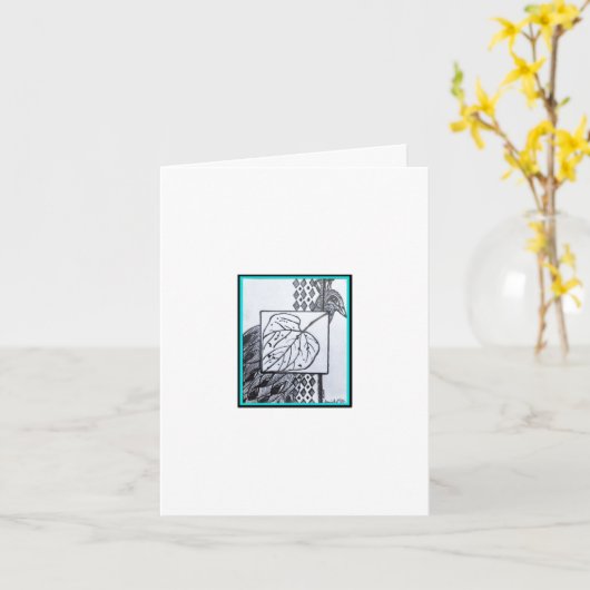 Carte Peacock Leaf/Leaf-He Will Never Leaf You-Turquoise (Fleur jaune)