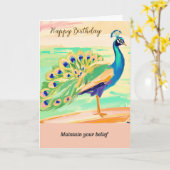 Carte peacock message happy birthday (Fleur jaune)