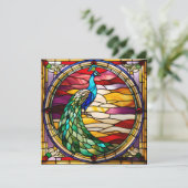 Carte Peacock on Pink (Debout devant)