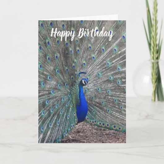 CARTE PEACOCK PHOTO HAPPY BIRTHDAY GREETING CARD (Devant)