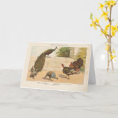 Carte Peacock, Turquie & Guinée Fowl (Fleur jaune)