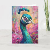 Carte Peacock Whimsical Art Moderne Impressionniste (Devant)