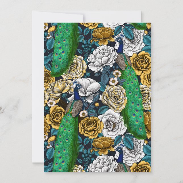 Carte Peacocks dans le jardin rose 3 (Devant)