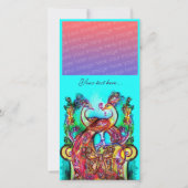 Carte PEACOCKS EN AMOUR, bleu rouge turquase vert (Devant)
