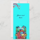 Carte PEACOCKS EN AMOUR rouge bleu turquase vert (Dos)