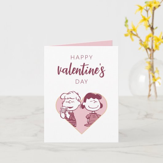 Carte Peanuts | Saint-Valentin | Schroeder & Lucy (Fleur jaune)