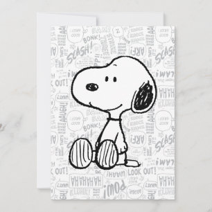 Carte PEANUTS   Snoopy en bandes dessinées Noir Blanc