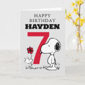 Carte PEANUTS | Snoopy Joyeux Anniversaire (Fleur jaune)