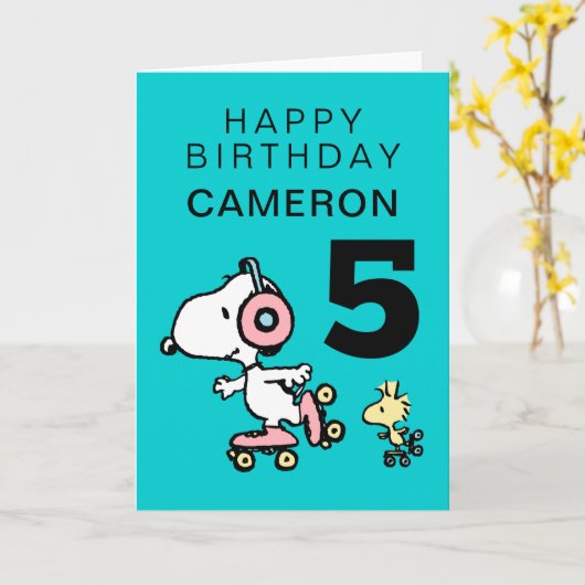 Carte PEANUTS | Snoopy Joyeux anniversaire (Fleur jaune)