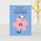 Carte PEANUTS | Snoopy Joyeux Anniversaire (Fleur jaune)