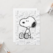 Carte PEANUTS | Snoopy sur Bandes Dessinées Noir Blanc (Devant/Arrière en situation)