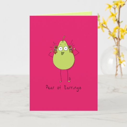 Carte Pear of Earrings - Funny Pear Pun Card (Fleur jaune)