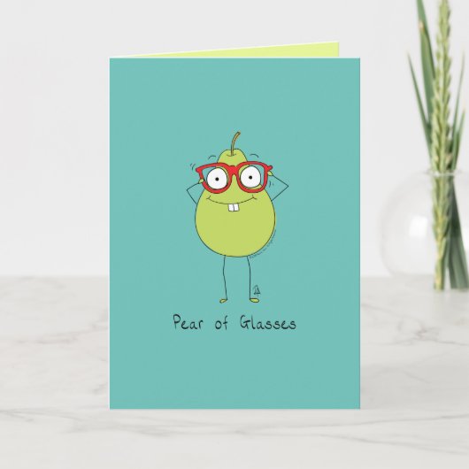 Carte Pear of Glasses Funny & mignonne Pear Pun Card (Devant)