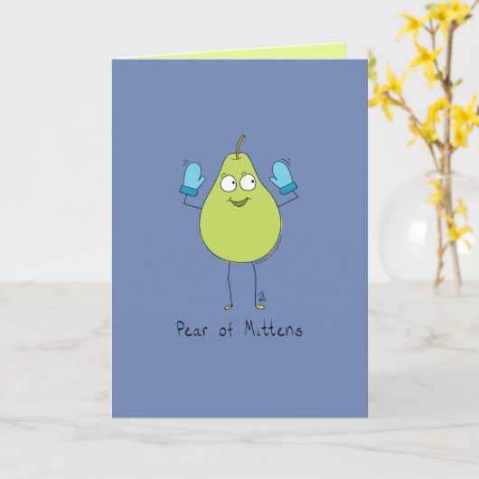Carte Pear of Mittens - Drôle Pear Pun Card (Fleur jaune)