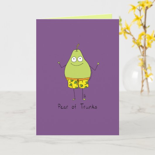 Carte Pear of Trunks - Funky Pear Pun Card (Fleur jaune)