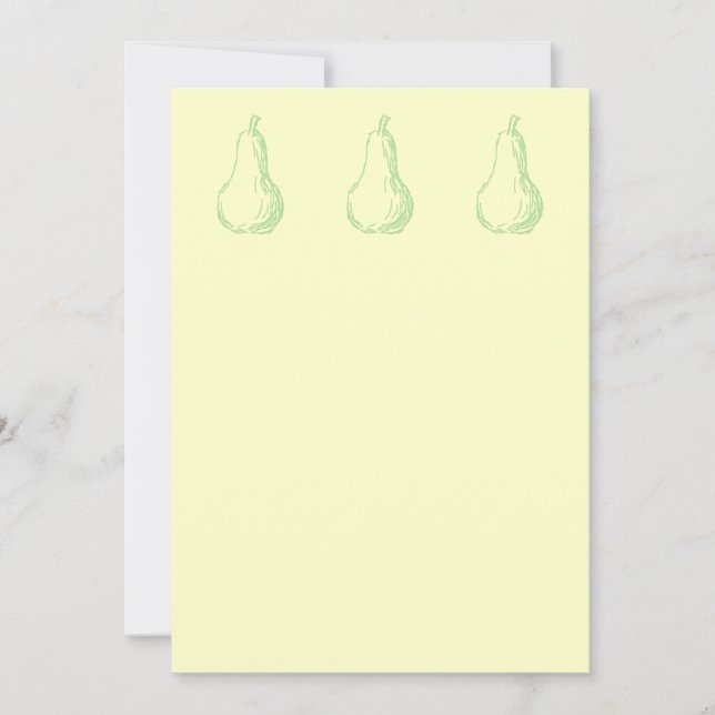 Carte Pear Sketch. Dessin de trait vert clair. (Devant)