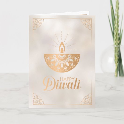 Carte Pearl et or ornement Happy Diwali (Devant)