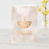 Carte Pearl et or ornement Happy Diwali (Fleur jaune)