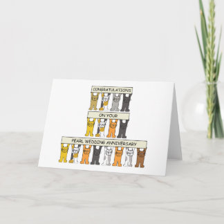 Carte Pearl Mariage Anniversaire, 30 ans Cartoon Cats