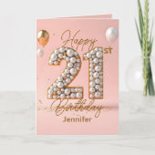 Carte Pearles luxueuses et or Accents 21e anniversaire (Devant)