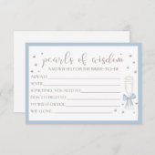 Carte Pearls and Prosecco Blue Bow Bridal Shower Card (Devant / Derrière)