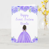 Carte Peau foncée princesse Sweet sixteen violet (Fleur jaune)