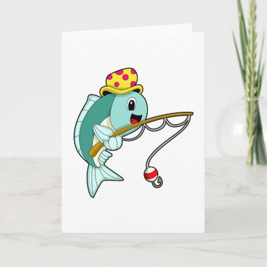 Carte Pêche à la pêche à la canne à pêche & chapeau (Devant)